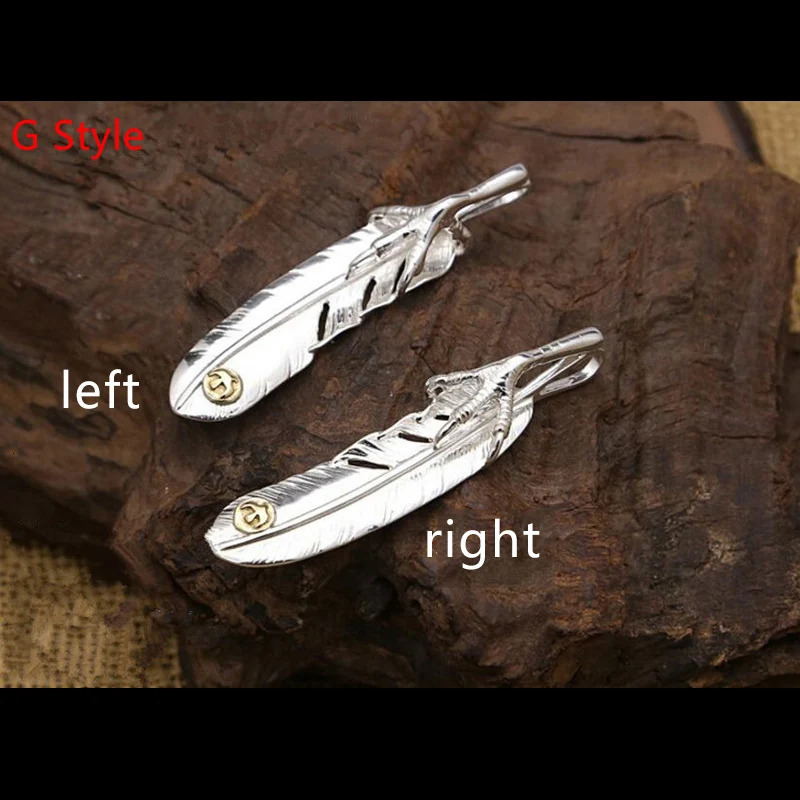 Goro's Takahashi 100% Real 925 Sterling Silver Natural Stone Turquoise Feather Necklace Pendant Men Women Fine Jewelry 2024 GP35 240305