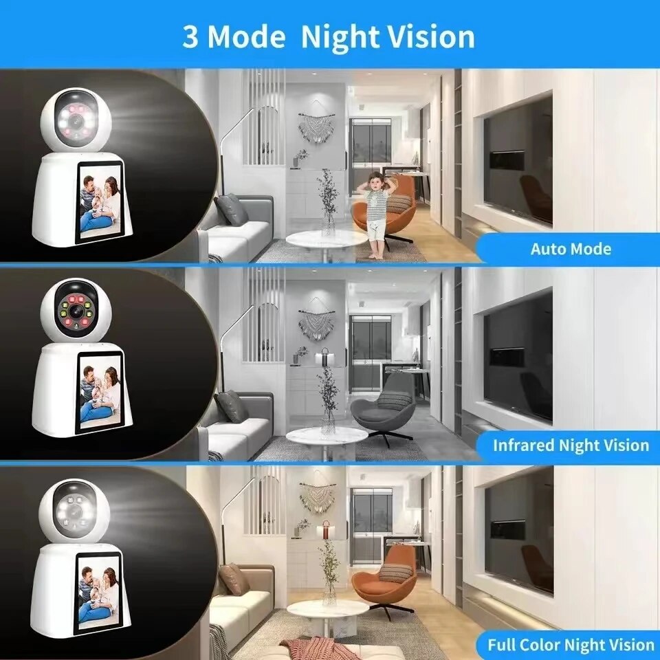 ivyiot 3MP Two Way Video Baby Monitor Indoor Security 2.8 Inch Display Screen WiFI Wireless PTZ Camera for Pet/Dog/Child/Elder
