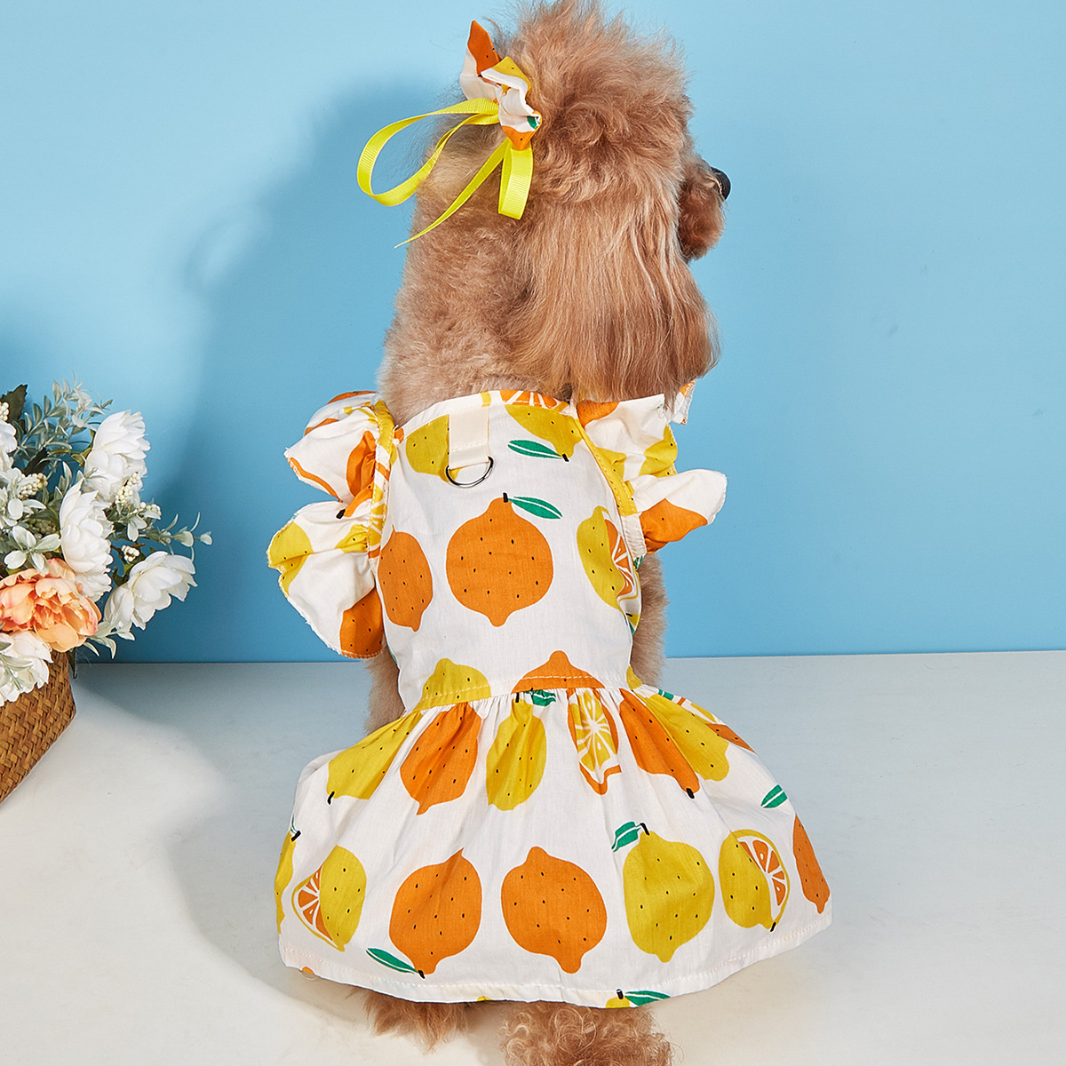Cute Dog Dress Ruffle Trim Cat Lace Princess Dresses with Bow Decor Puppy Tutu Skirt Holiday Party Costume Outfit for Small and Medium Cats Dogs Kitte