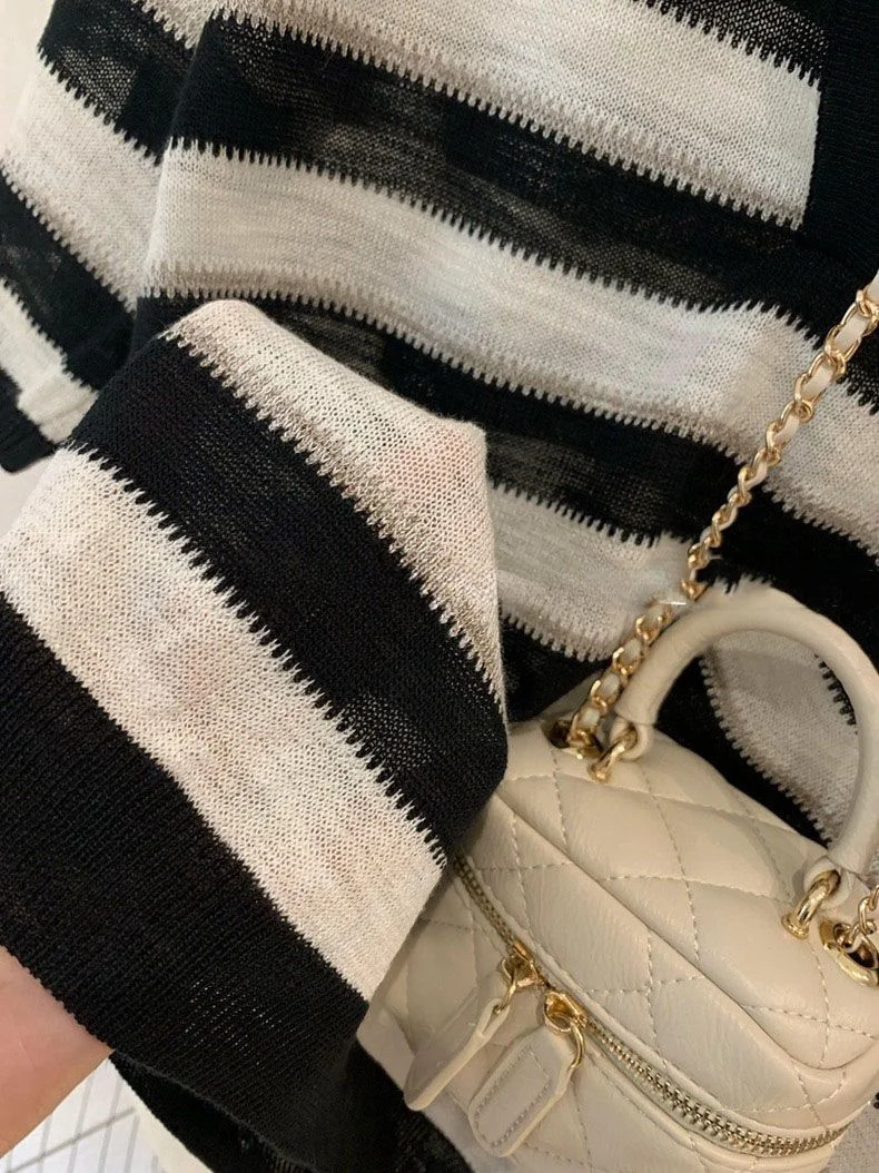 Striped Knitted Tshirt Simple Summer Half Sleeve Ladies Tops Allmatch Basic Korean Style Elegant Casual Tees Aesthetic 240228