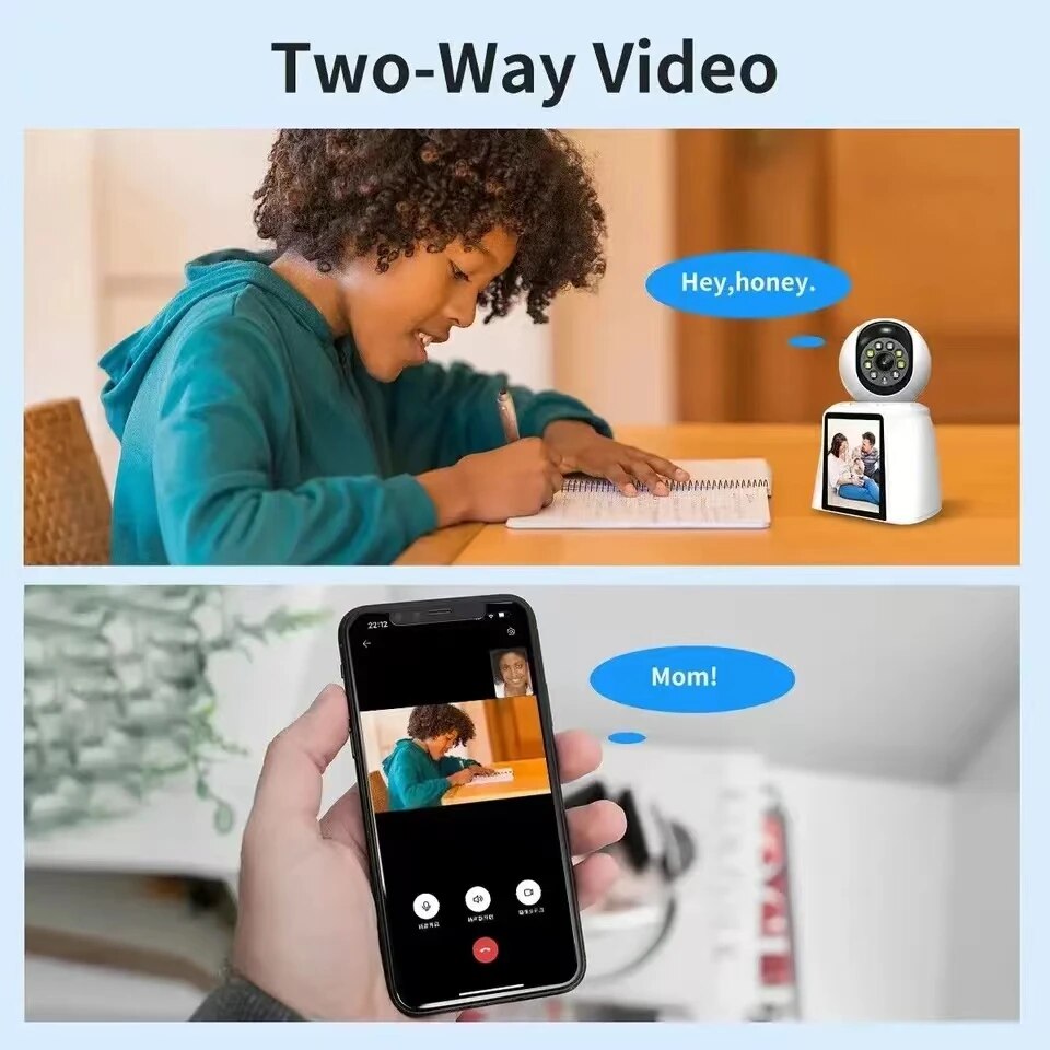 ivyiot 3MP Two Way Video Baby Monitor Indoor Security 2.8 Inch Display Screen WiFI Wireless PTZ Camera for Pet/Dog/Child/Elder