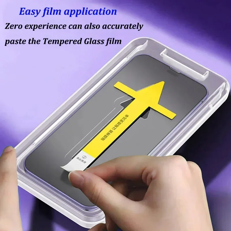8K High End Tempered Glass Film For iPhone 16 15 14 13 12 11 Pro Max XS MAX 15 Plus Screen Protector With Alignment Mounting Cover