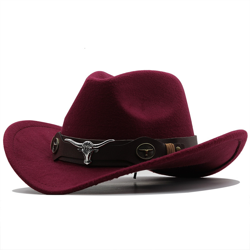 Best selling top hat national style cattle standard Western Cowboy top hat roll brim Horse Riding Hat Wool Felt Hat 230823