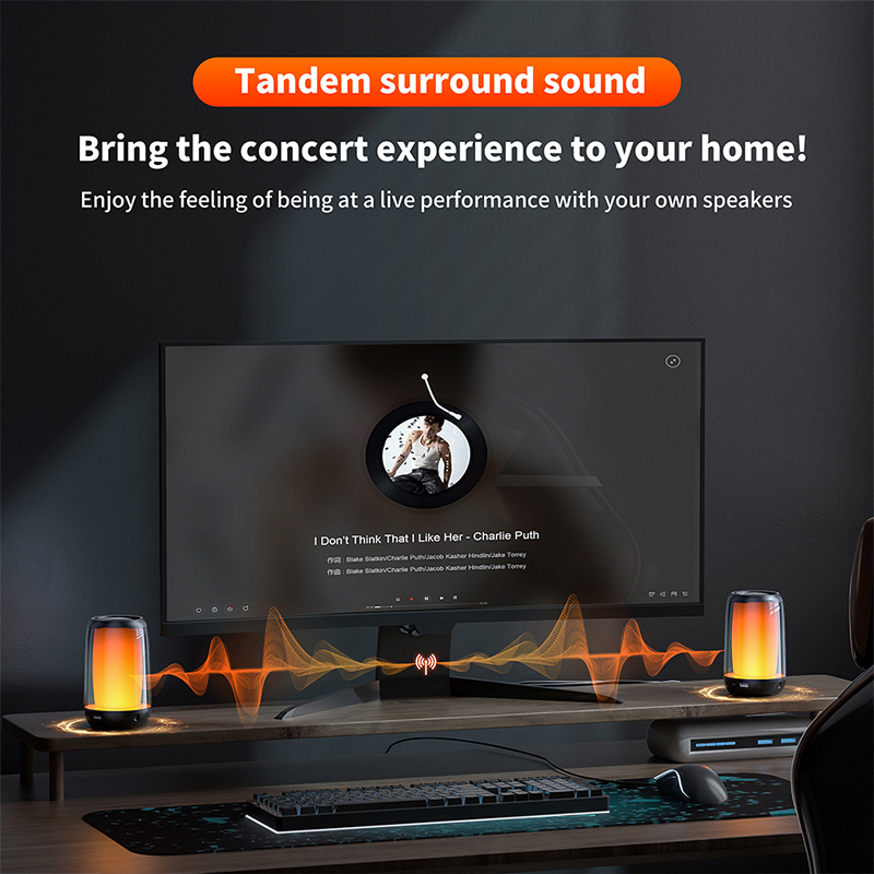 QERE HF22 Mini Portable Wireless Speaker Outdoor Subwoofer With Led Flashing Colorful Metal Bass Speaker