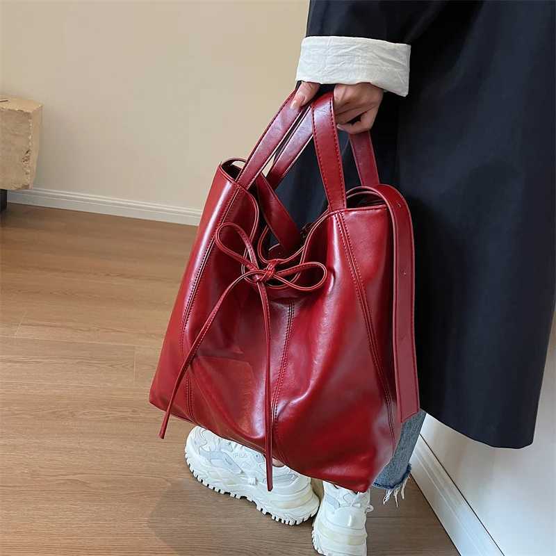 Shoulder PU Leather Bags for Women 2024 Winter Fashion Designer Trend Big Underarm Bag Lady Solid Color Handbags