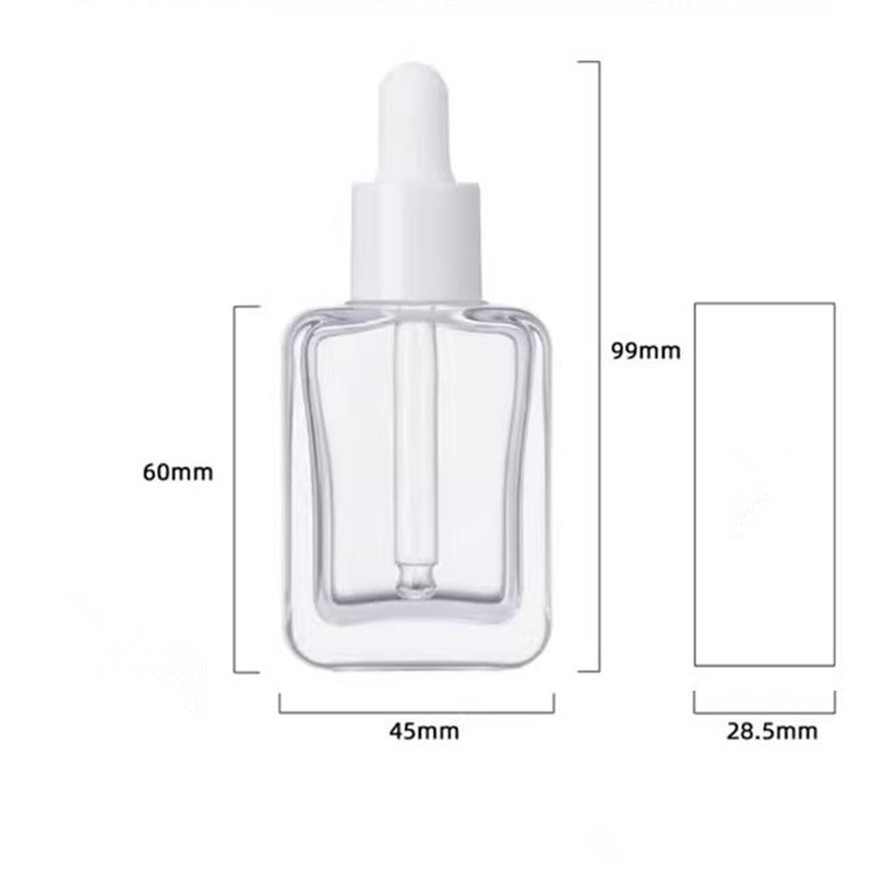 30ml Glass Dropper Bottle Empty Essential Oil Dropper Pipette Bottles Square Flat Bottle Makeup Packing Bottles