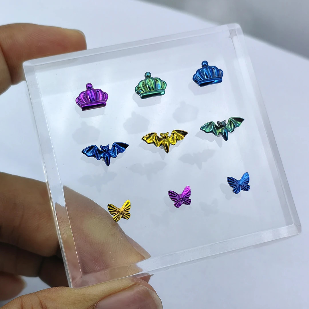 Hight Clear Polished Acrylic Rectangle Piercings Showcase Display 16G 14G Threadless Earrings Ear Stud Jewelry Stand 240309