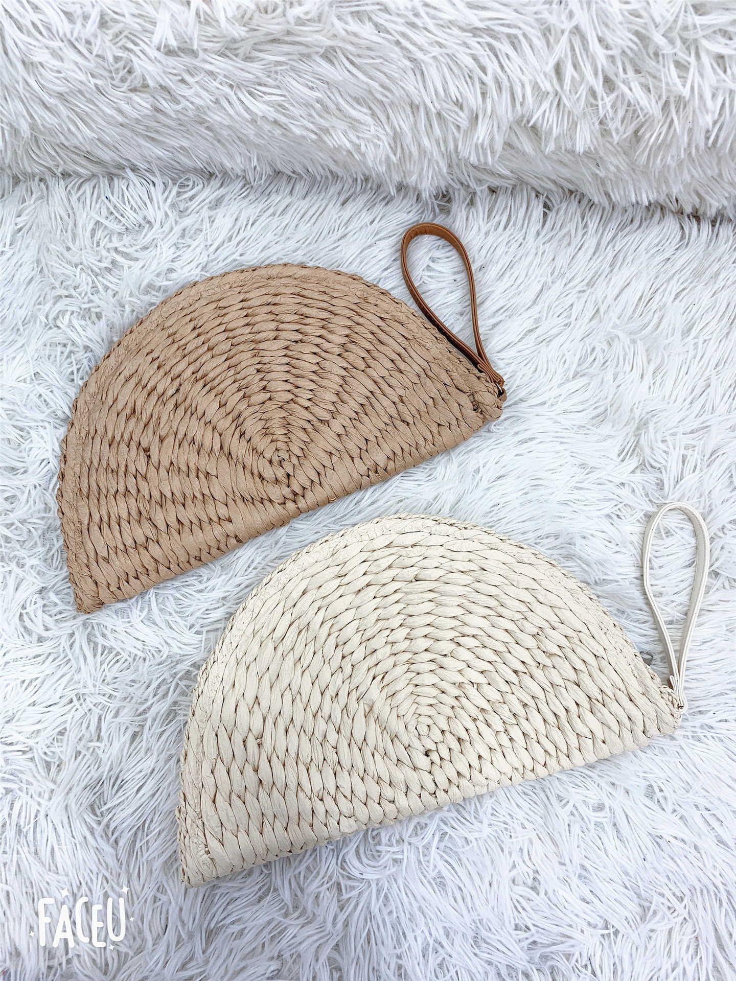 Paper Embryo Hand Bag Straw Woven 240312