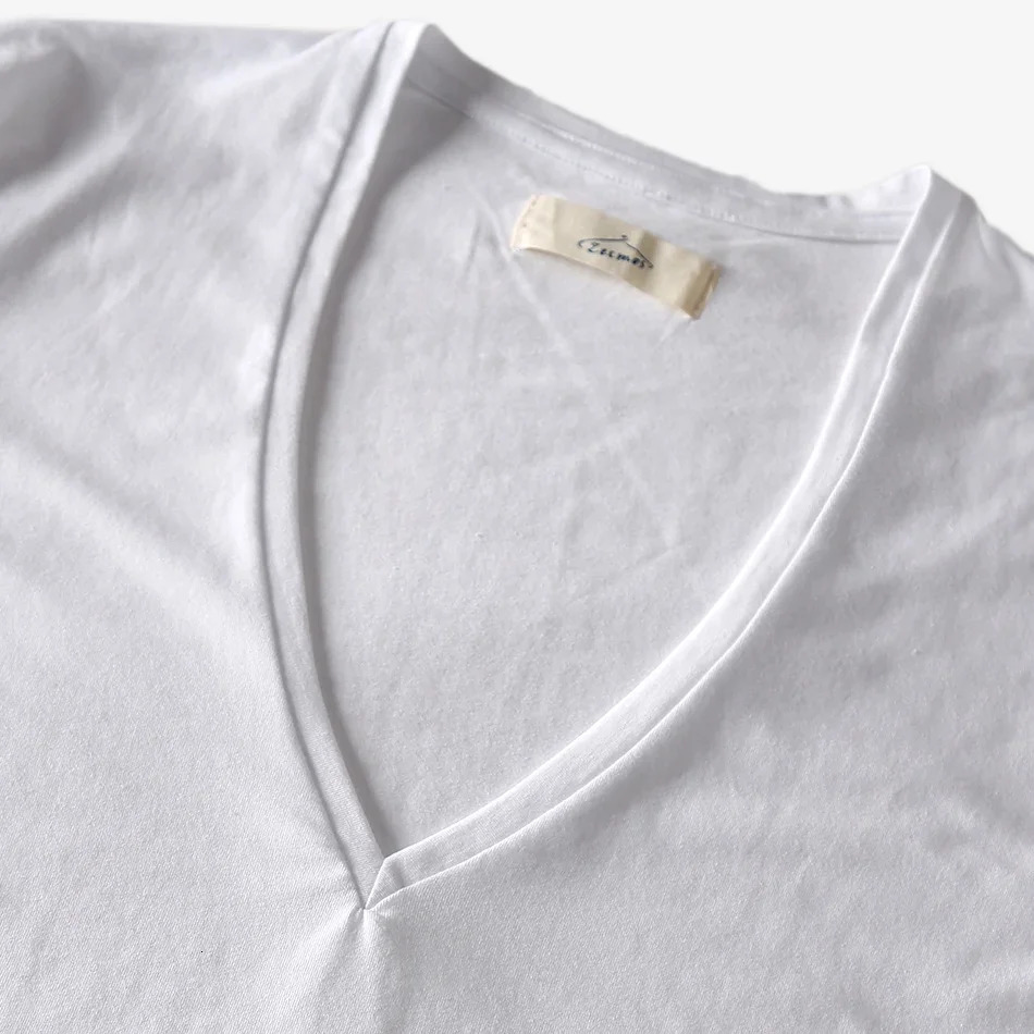 Zecmos Deep V Neck T-Shirt Men Plain V-Neck T Shirts For Men Fashion Compression Top Tees Male Fathers Day Gifts 240306