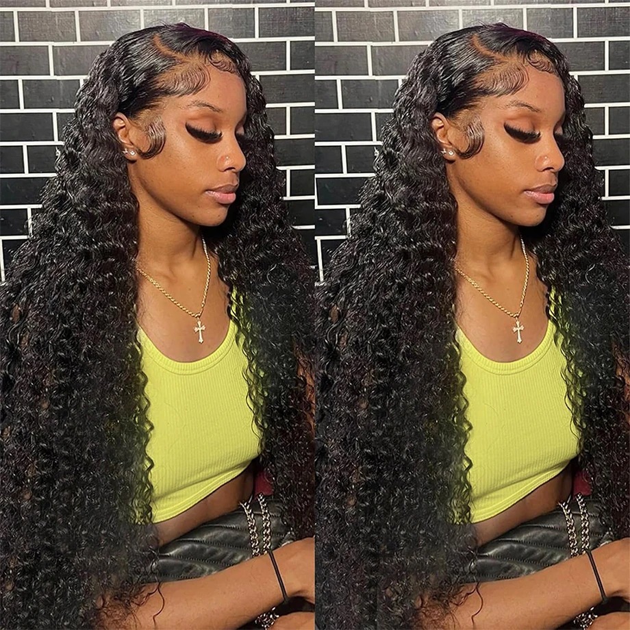 Deep Wave Frontal HD Closure 6X4 Glueless Wig Pre Cut Curly 13X4 Lace Front Human Hair Wigs Synthetic Hair For Women Wet And Wavy