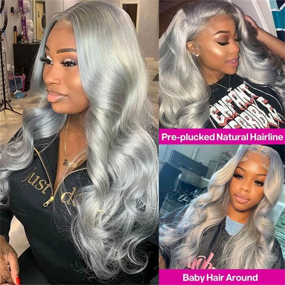 13x4 13x6 Transparent Grey Lace Front Wigs Human Hair Colored Human Hair Wig Brazilian Body Wave 613 Lace Frontal Wigs for Women