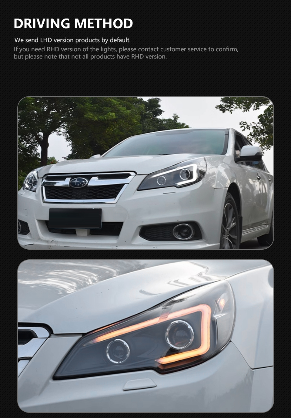 For Subaru Legacy 2010-20 15 Outback LED DRL Front Dynamic Turn Signal Lights Headlamps Auto Assembly