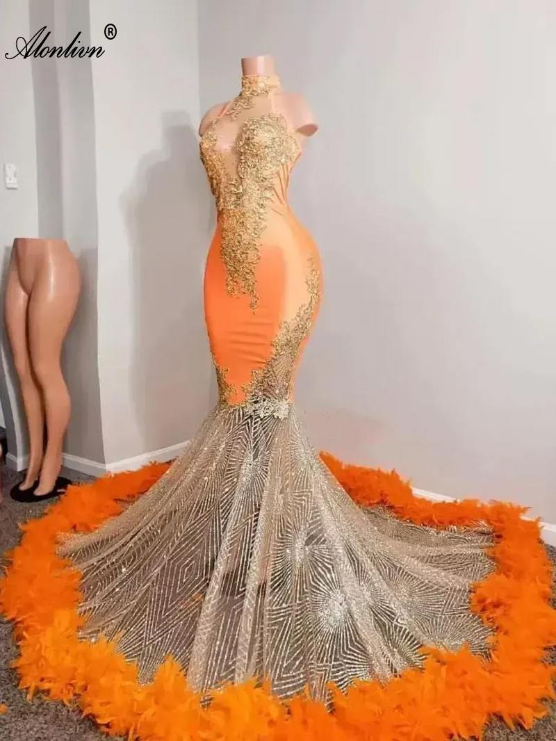 Bling Halter Collar Sleeveless Fromal Prom Dresses Sheer Neck Luxury Beading Pearls Embroidery Lace Ruffled Gowns Mermaid Ladies Prom Party Gowns