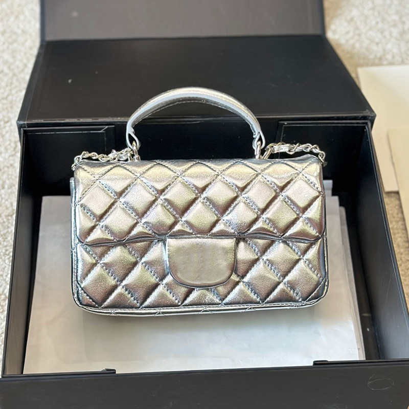 22B Womens Classic Mini Flap Calfskin Shoulder Bags With Top Handle Totes GHW/SHW Crossbody Shoulder Handbags Turn Lock Phone Card Holder Purse 20CM For Ladies Summer