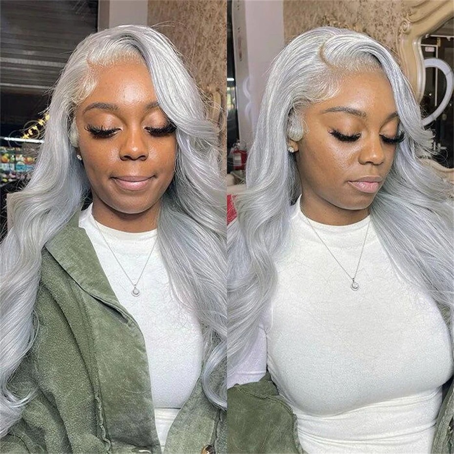 13x4 13x6 Transparent Grey Lace Front Wigs Human Hair Colored Human Hair Wig Brazilian Body Wave 613 Lace Frontal Wigs for Women