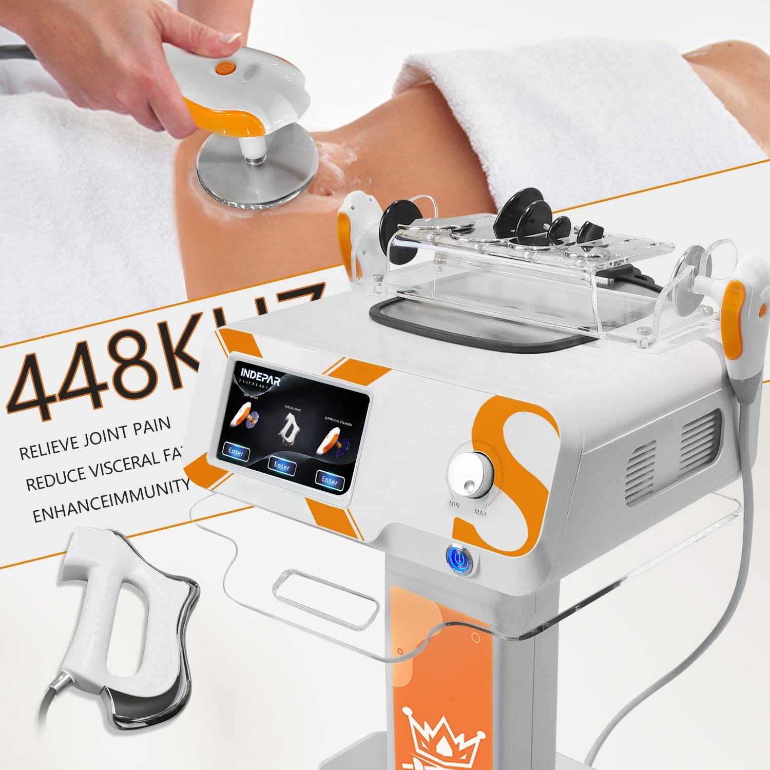 2024 Smart Tecar Wave 448khz Tecar Therapy EMS Muscle Stimulator Physiotherapy Equipment Rehabilitation Eswt Shockwave Therapy ED Treatment Pain Relie