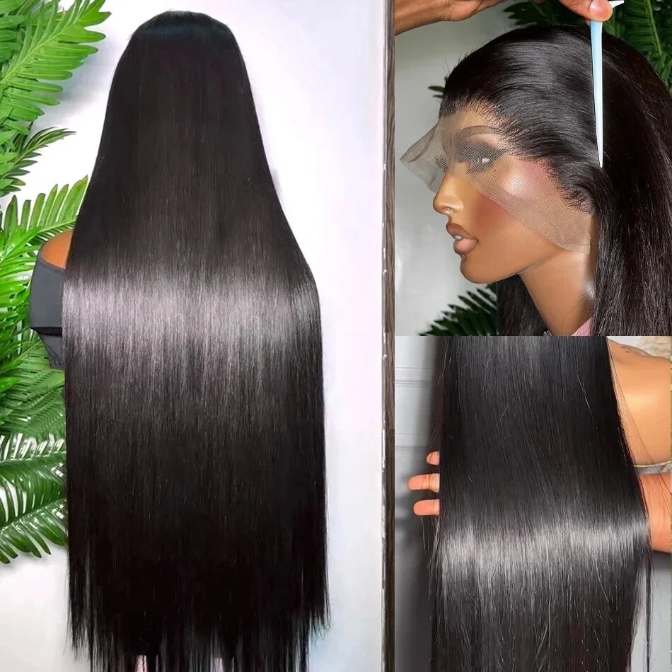 250 Density 30 40 Inches Bone Straight 13X4 Transparent Lace Front Human Hair Wigs Brazilian 13X6 Glueless Frontal Wig For Woman