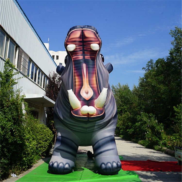 Ground Inflatable Balloon hippopotamus inflable hippo With High Quality Strip For Huge Mall's Marine theme Decoration
