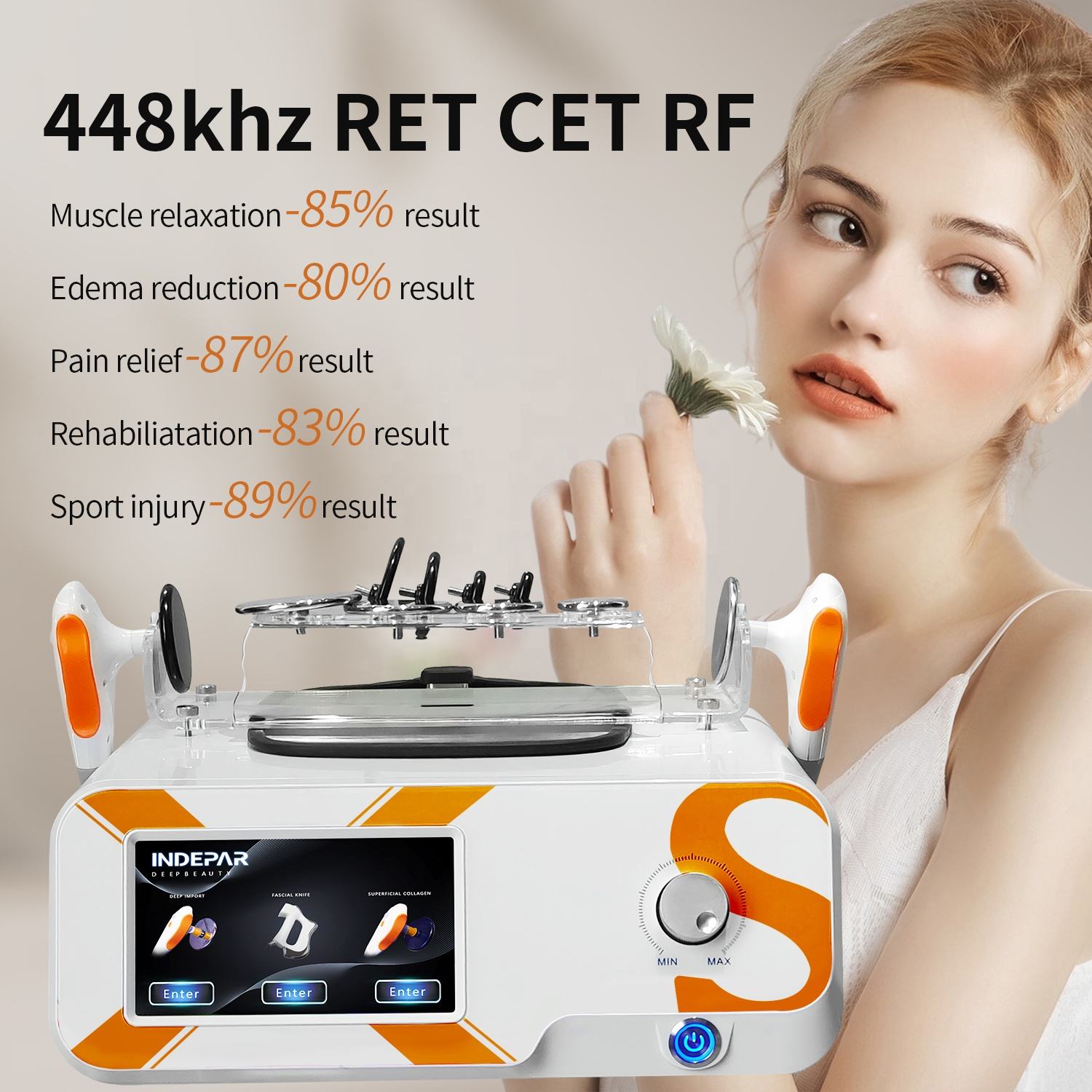 Smart Tecar Wave 448khz Tecar Therapy EMS Muscle Stimulator Physiotherapy Equipment Rehabilitation Eswt Shockwave Therapy ED Treatment Pain Relief Mac