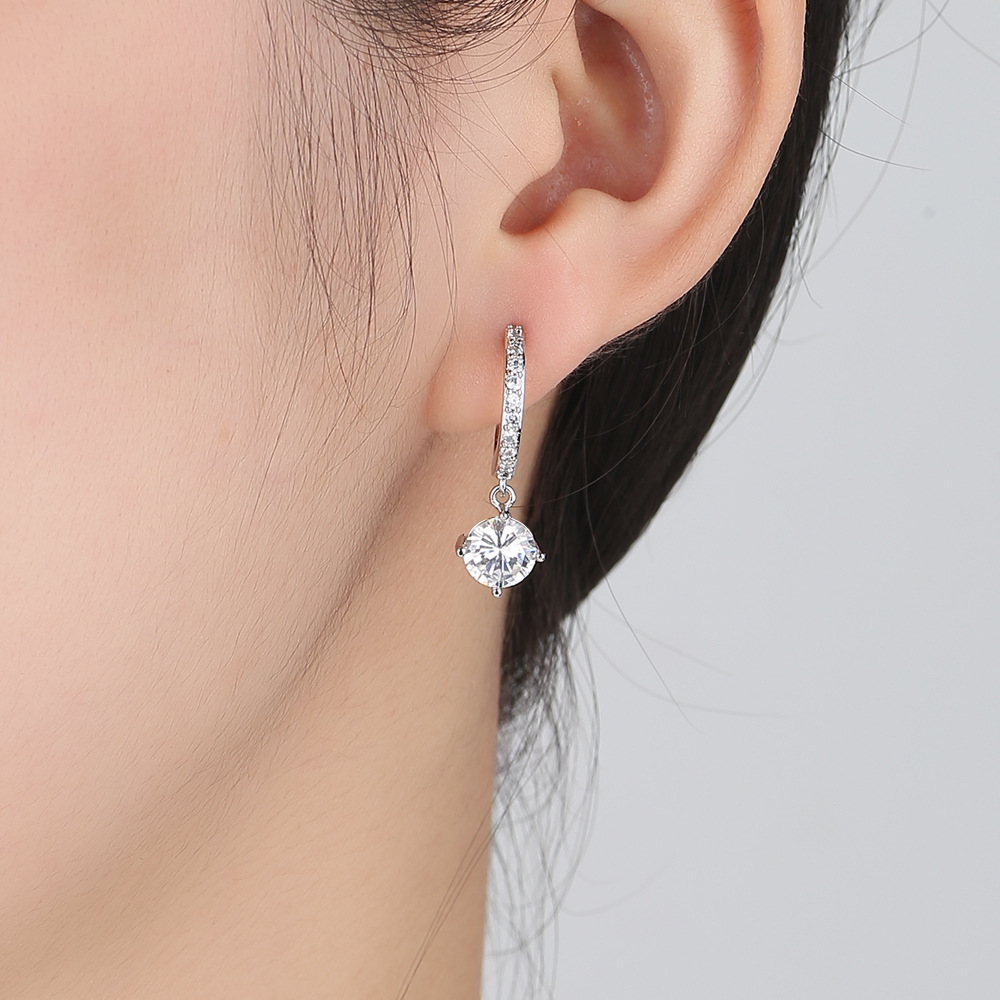 Luxury Golden Plate Diamond Studs - Women's Elegant Cubic Zirconia Pendant Jewelry