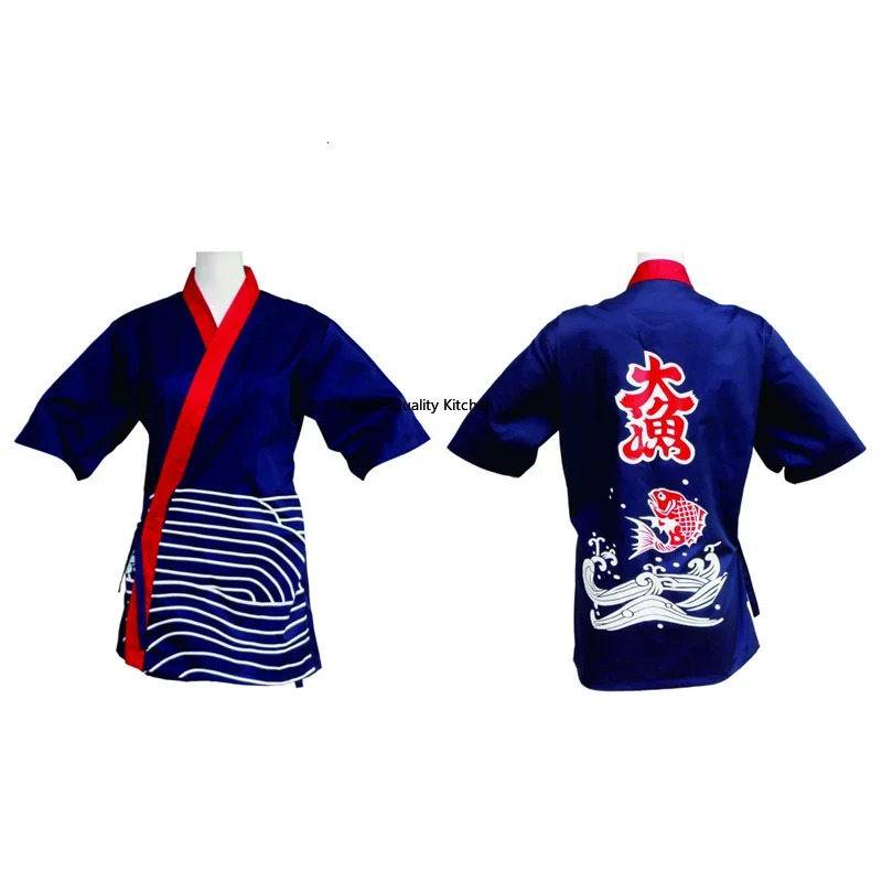 Japan Sushi Restaurant shop chef clothes Noodle Shop Bar Half Sleeve Waiter Clothes Uniform Chef Jacket japanese kitchen 240304
