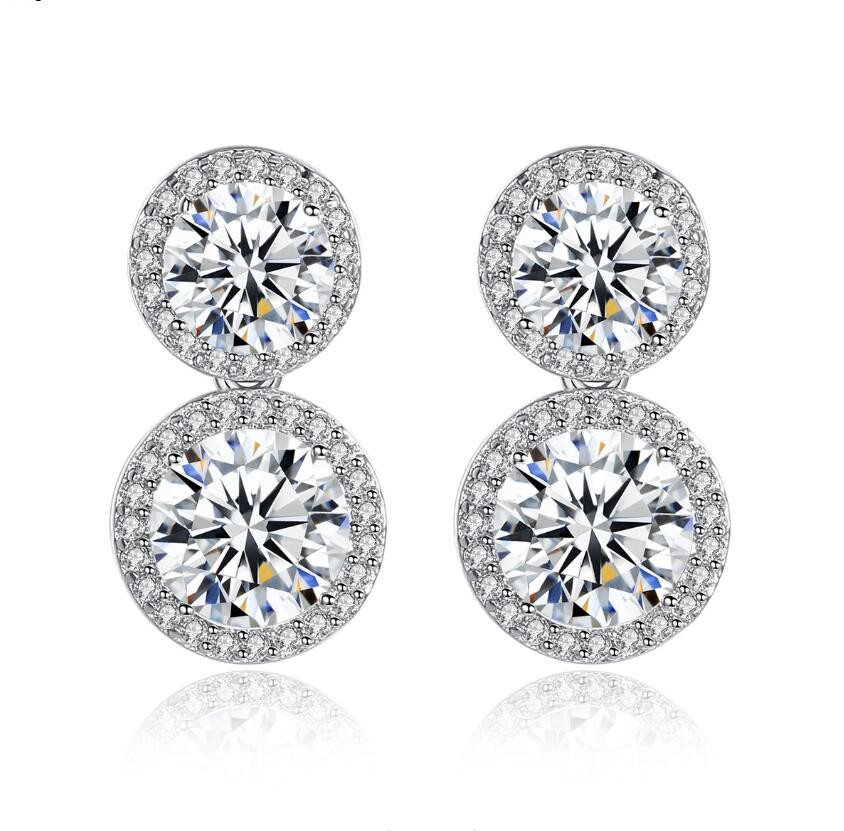 Stud Earrings: Sterg Sier White Cubic Zircon Amethyst CZ Dia Party Jewelry