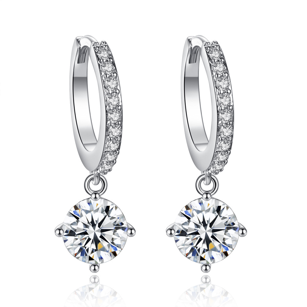 Luxury Golden Plate Diamond Studs - Women's Elegant Cubic Zirconia Pendant Jewelry