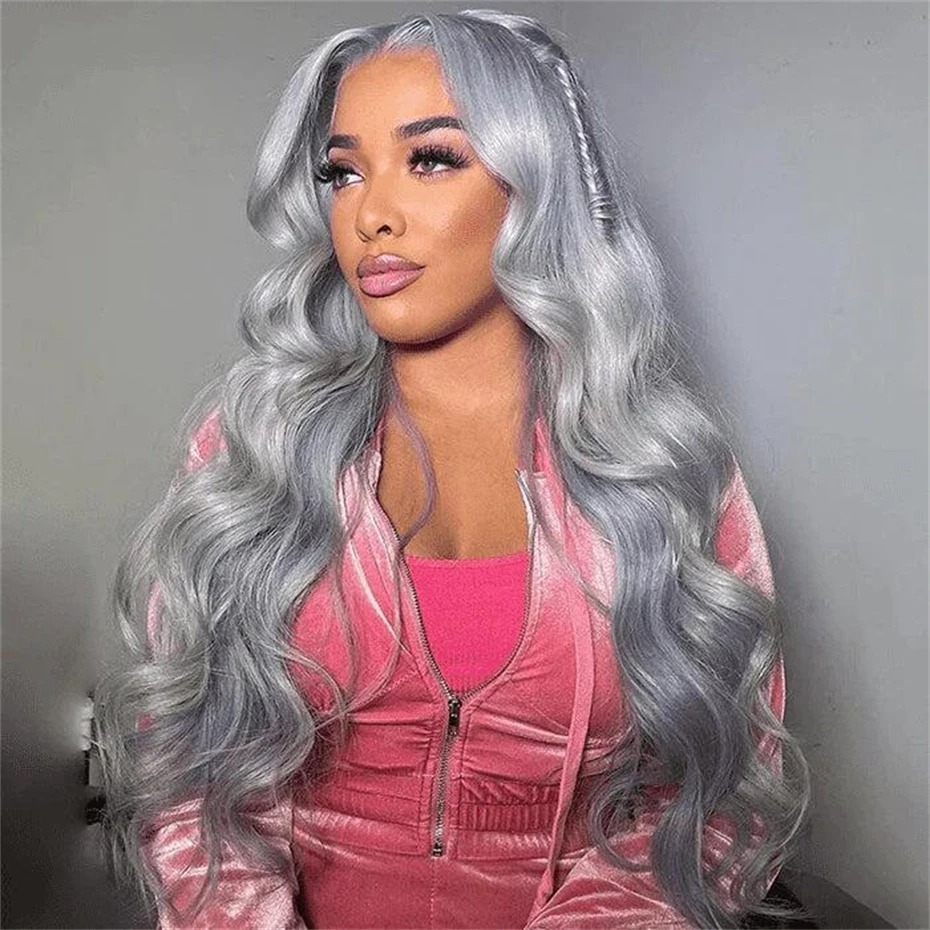 13x4 13x6 Transparent Grey Lace Front Wigs Human Hair Colored Human Hair Wig Brazilian Body Wave 613 Lace Frontal Wigs for Women
