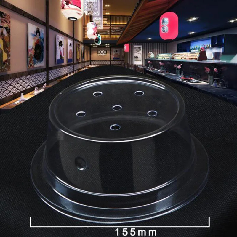 50pcs Plastic Lid For Sushi Dish Buffet Conveyor Belt Reusable Transparent Cake Plate Food Cover Restaurant Accessories 240304