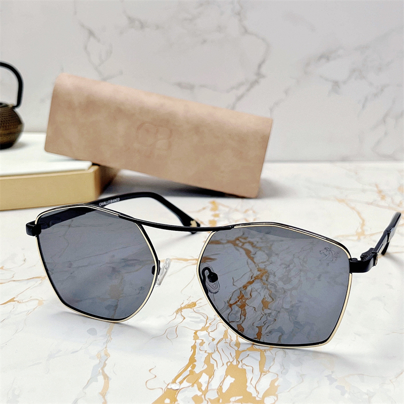 CAVALLO BIANCO Polarized Sunglasses for Fishing Men Polaroid Stainless Steel Metal Italy Brand Designer Oversized Golden Vintage Steampunk Driving Fis
