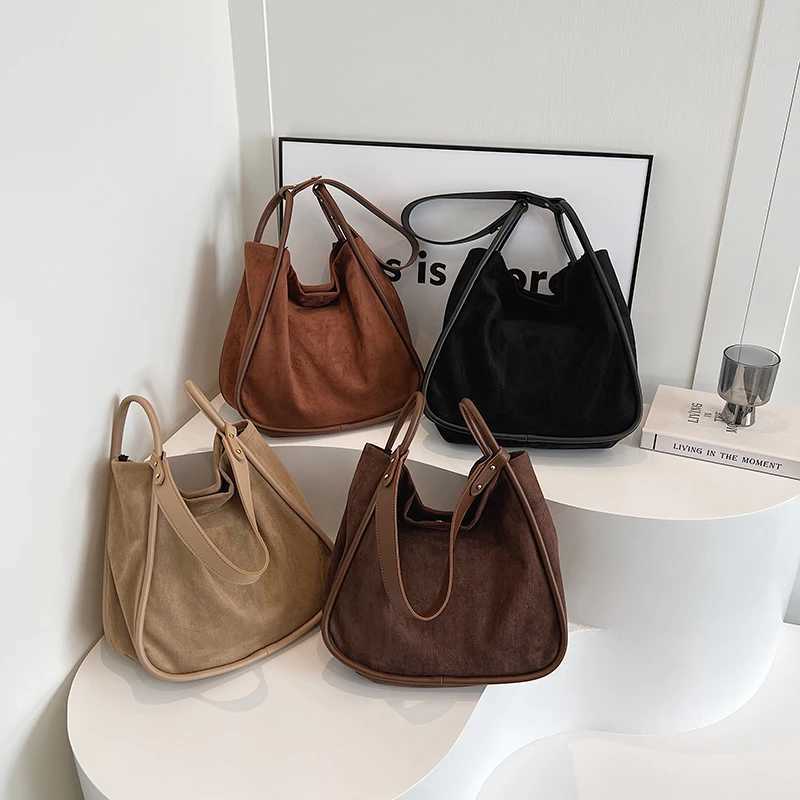 HBP Nubuck Leather Tote Bags for Women 2024 Winter Tend Female Simple Shoulder Bag Lady Hobo Bag Handbags And Purses