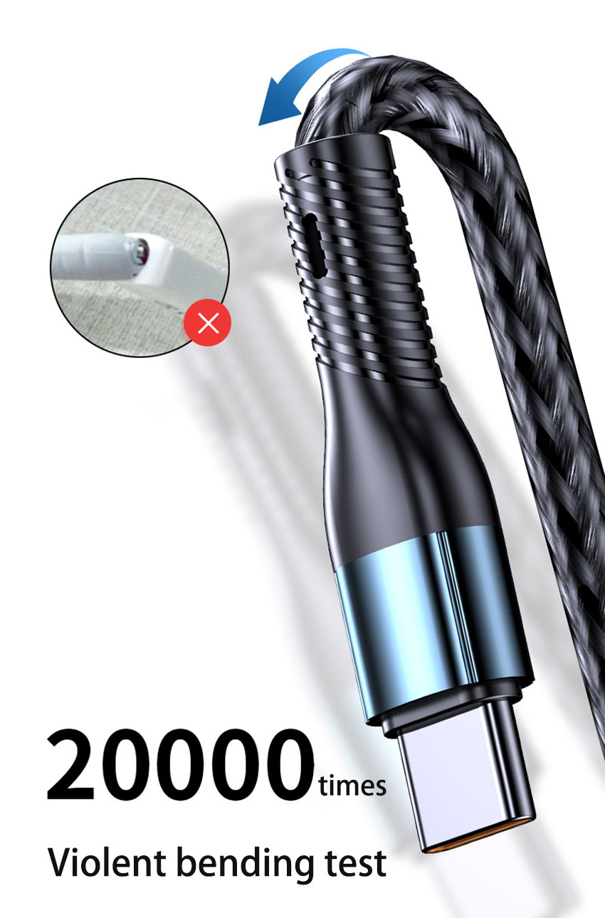 One drag three charging cable braided fast charge data line Android 3-in-1 data cable