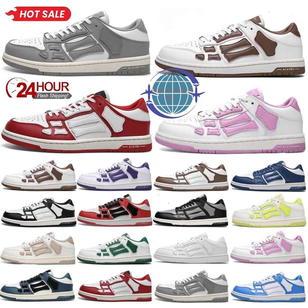 Running 2024 designer shoes Bones Runner Upper Low Skeleton Women Men Sliding Black White High Leather Men's Sneakers Women's Lace Shoes 's