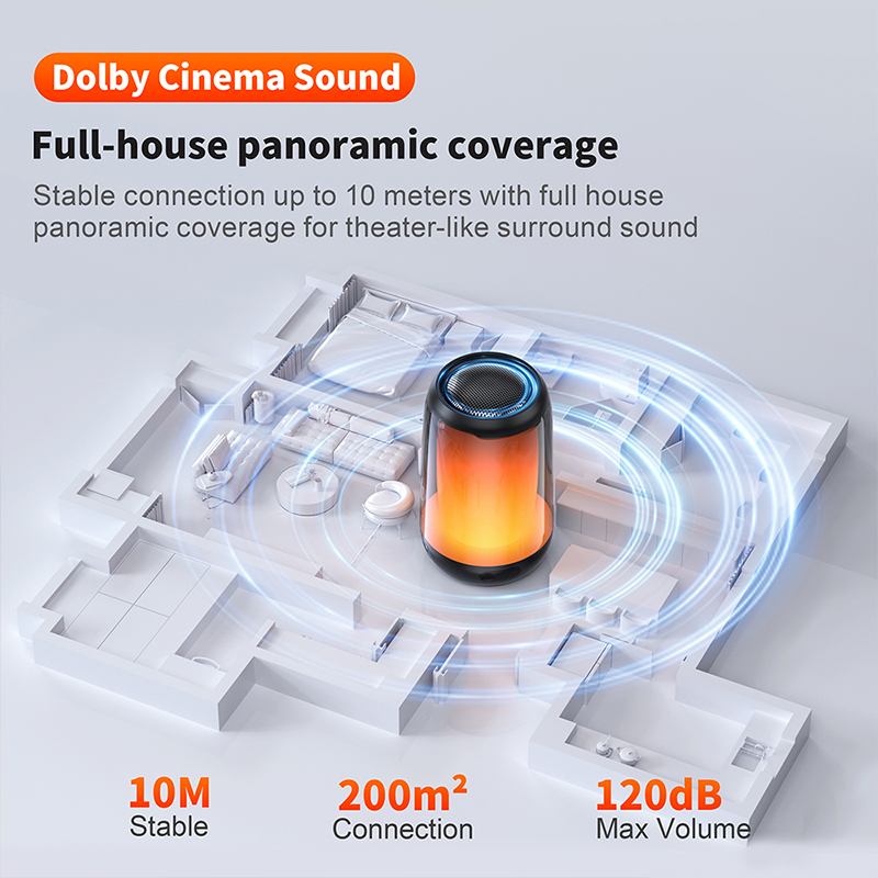 QERE HF22 Mini Portable Wireless Speaker Outdoor Subwoofer With Led Flashing Colorful Metal Bass Speaker