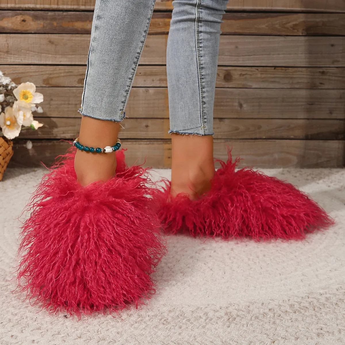 Sandals Hot Selling Fur Slipper Mule Woman Daily Wears Fur Shoe White pink Black brown Metal Casual Flats Shoes Trainers Sneaker GAI soft