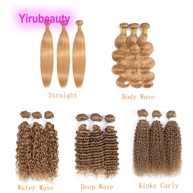 Brazilian 100% Human Hair 27# Color Straight Double Wefts Body Wave Deep Wave Kinky Curly 10-32inch 3 Bundles 4 pcs 5 Pieces