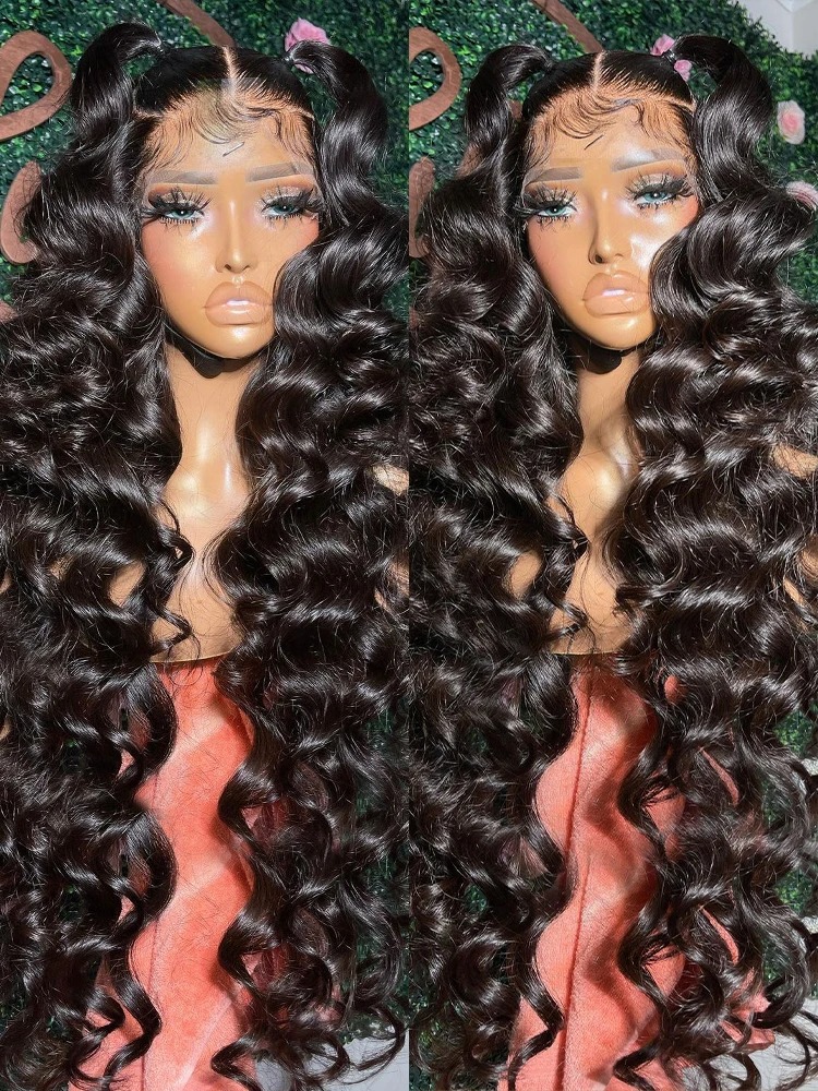 Loose Deep 13X4 Front Brazilian Nature Wave Glueless Wigs Human Hair 13X6 HD Lace Frontal Wig For Women