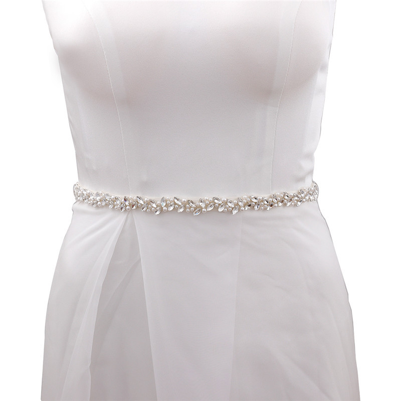 Wholesale Rose Gold Crystal Pearl Beaded Bridal Sash Rhinestone Ribbon Waist Wedding Belts 2516