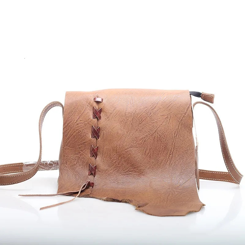 Zency Womens Vintage Classic Cowhide Leather Messenger bag Fashion Ladies Woven Irregular Flap Handbag Crossbody Bag Satchel 240307