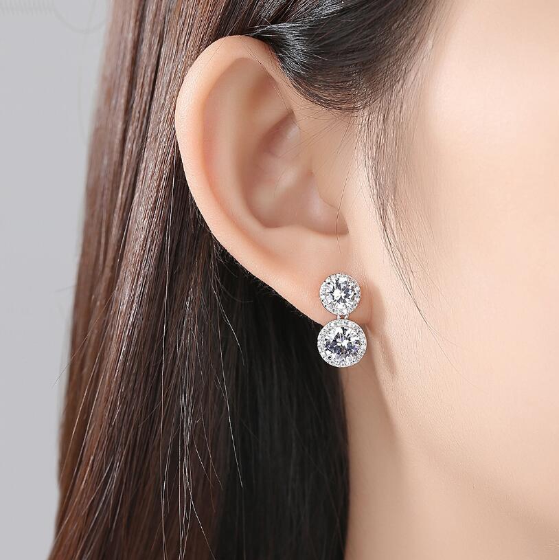 Stud Earrings: Sterg Sier White Cubic Zircon Amethyst CZ Dia Party Jewelry