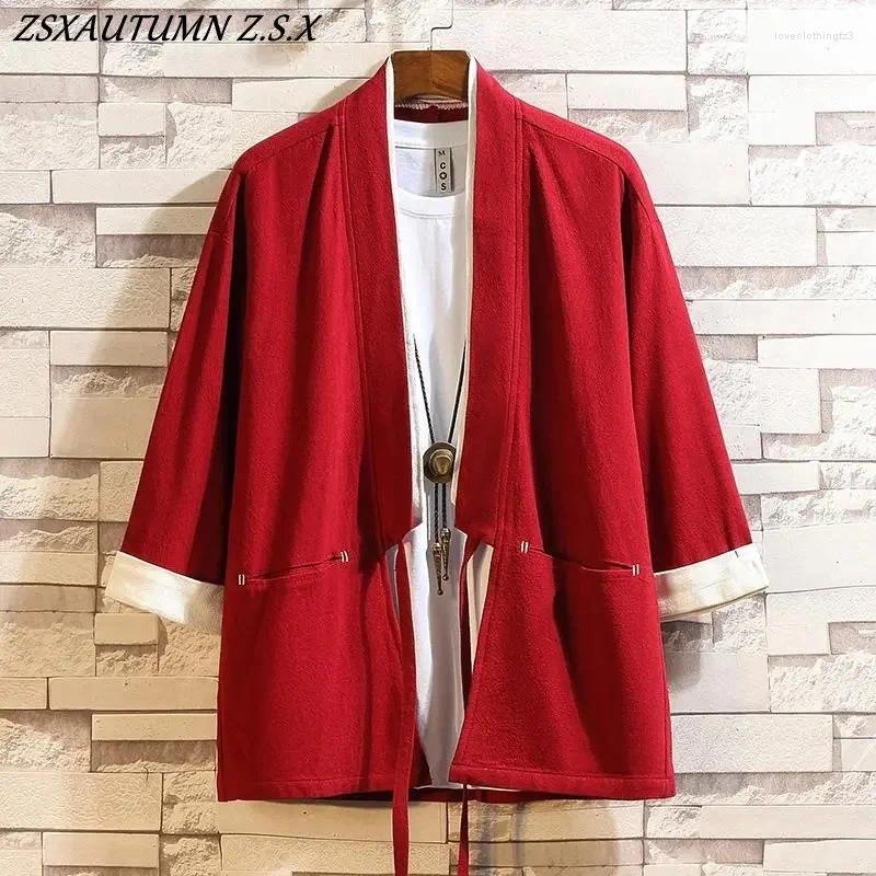 Summer Men's Cardigan - Japanese Kimono Samurai Costume Jacket, Casual Coat, Yukata Haori, Ethnic Clothing