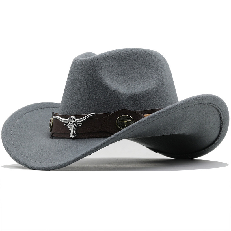 Best selling top hat national style cattle standard Western Cowboy top hat roll brim Horse Riding Hat Wool Felt Hat 230823