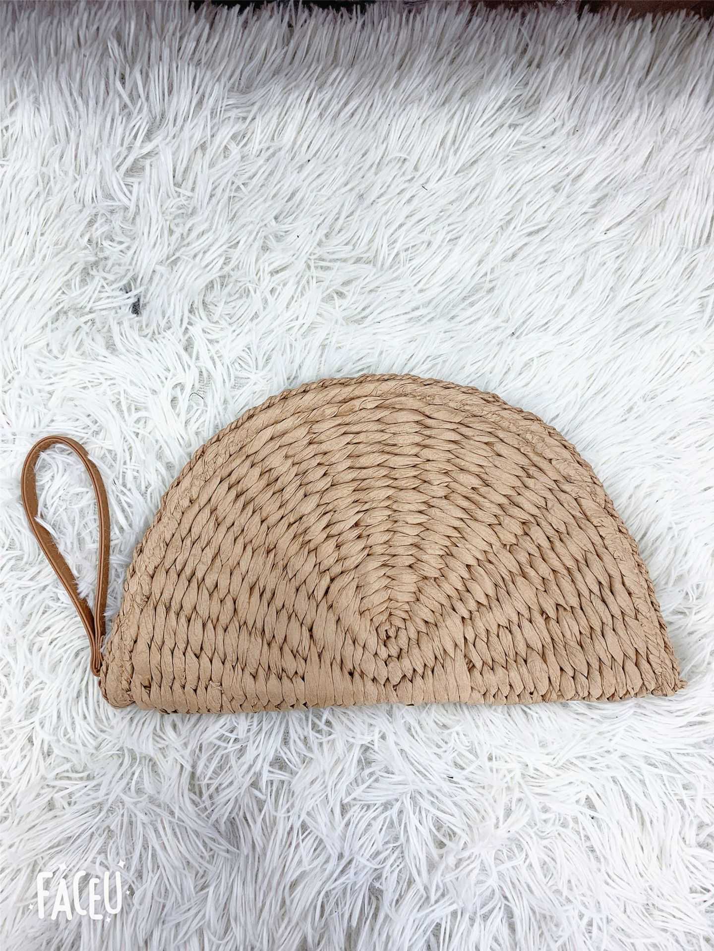 Paper Embryo Hand Bag Straw Woven 240312