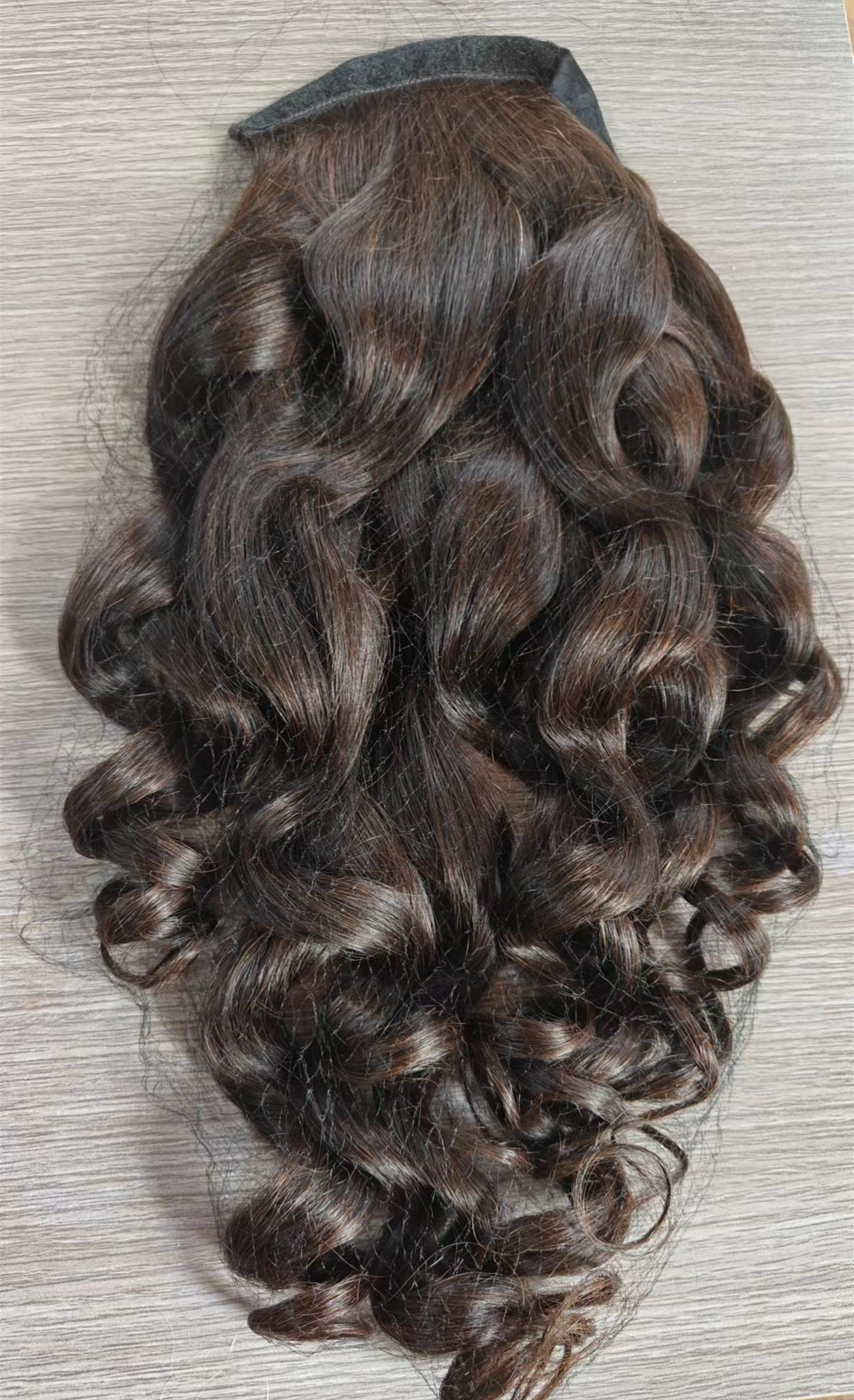 #4 chocolate Brown Drawstring Ponytail Human Hair Brazilian Body Wave Human Hair Pony Tail Extentions 10-24Inch 160G/Set For Women