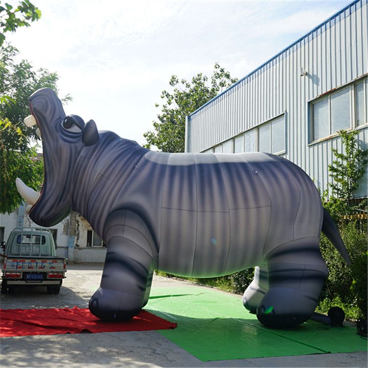 Ground Inflatable Balloon hippopotamus inflable hippo With High Quality Strip For Huge Mall's Marine theme Decoration