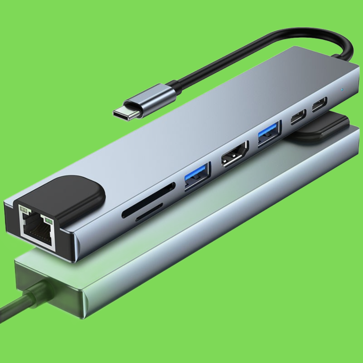 USB C Hub Dock to Rj45 Lan 100M Adapter OTG with PD TF SD Reader for PC