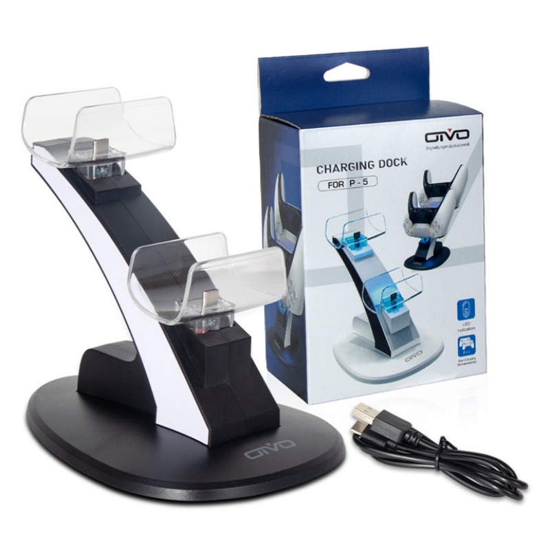 2024 LED Ps5 Game Controller Charger Cradle Stand Elements Lightweight Gamepad Dock for Play Station 5 Joystick Dual USB Aeroplane Charging Station Wi