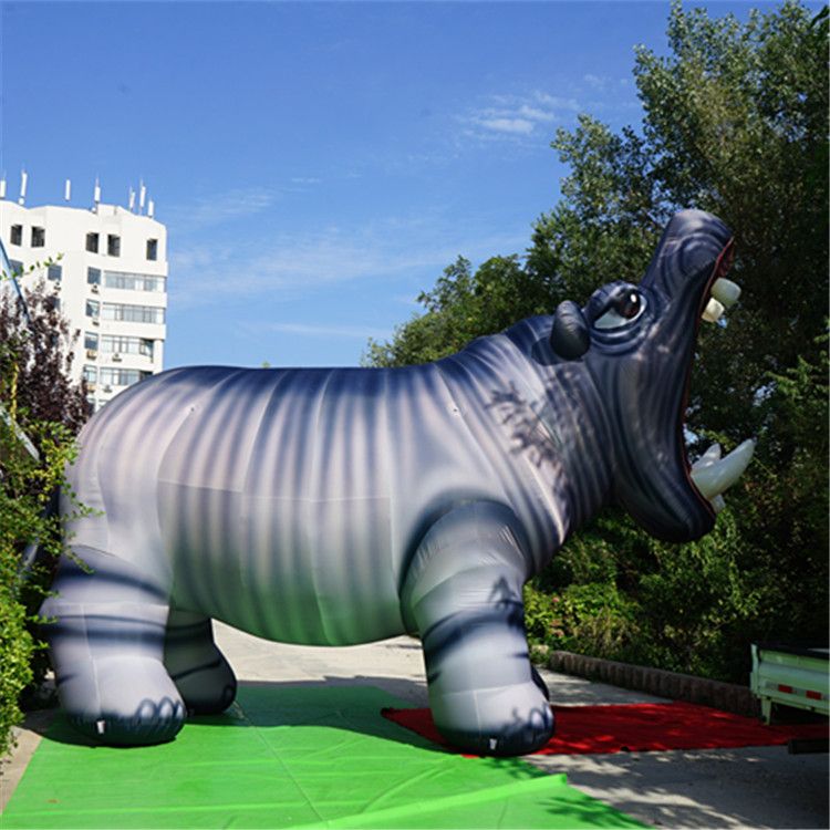 Ground Inflatable Balloon hippopotamus inflable hippo With High Quality Strip For Huge Mall's Marine theme Decoration