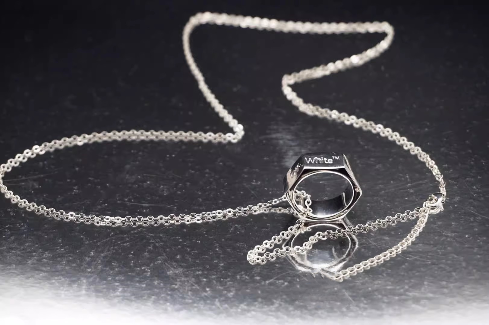 New OW letter logo Silver Arrow white ring pendant necklace men's and women's jewelry hip hop Fashion Necklace