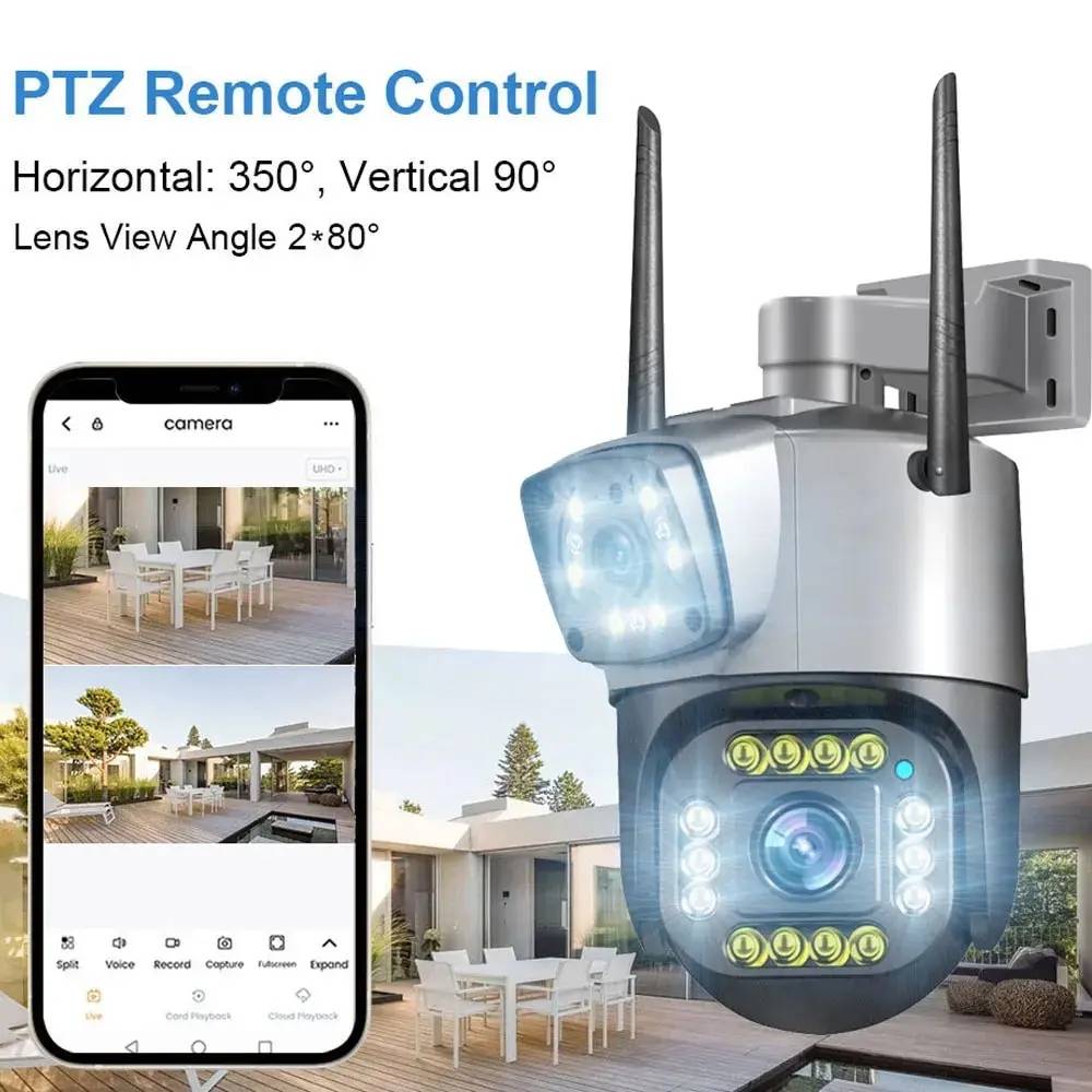 4G SIM 4MP Wifi IP Camera Dual Lens Security Protection Ai Human Monitor Outdoor Waterproof Night CCTV Video Surveillance Camera